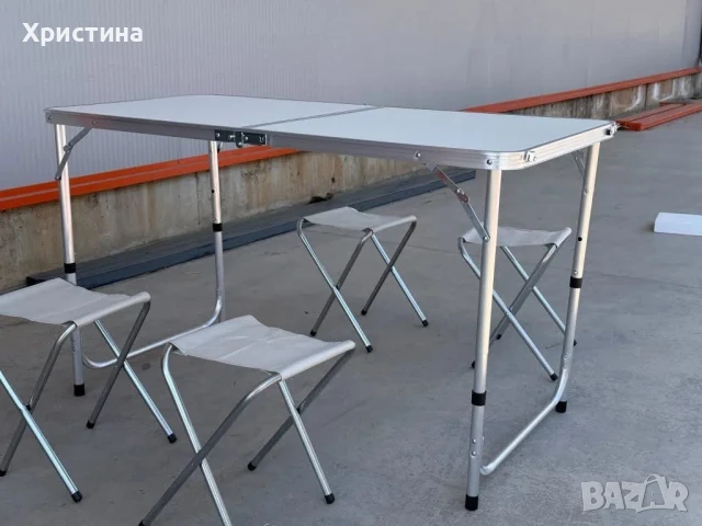 Комплект Сгъваема Маса и Столове Malatec 7893, 4 Стола, Алуминиев Материал, Сгъваема, 120 x 60 x 55 , снимка 1