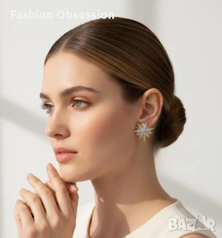 Изящни обеци със звезди, снимка 2 - Обеци - 53270843