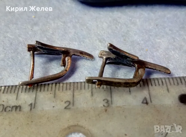 Стари НЕЖНИ ФИГУРАЛНИ АНГЛИЙСКИ СРЕБЪРНИ ОБЕЦИ ПЕПЕРУДИ ОКСИДИРАНО СРЕБРО 925 РЪЧНА АРТ РАБОТА 39261, снимка 2 - Обеци - 48901279