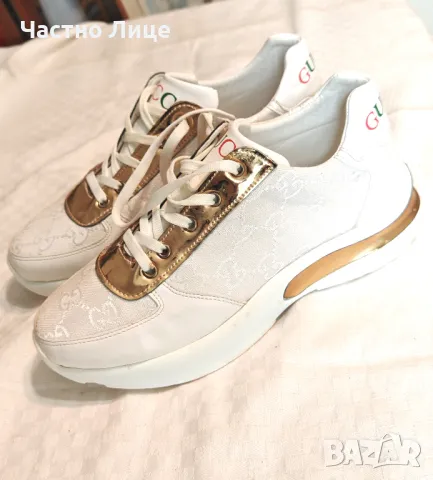 Оригинални Италиански Дамски Маратонки GUCCI със Златни Елементи 38 р-р, снимка 3 - Маратонки - 49604828