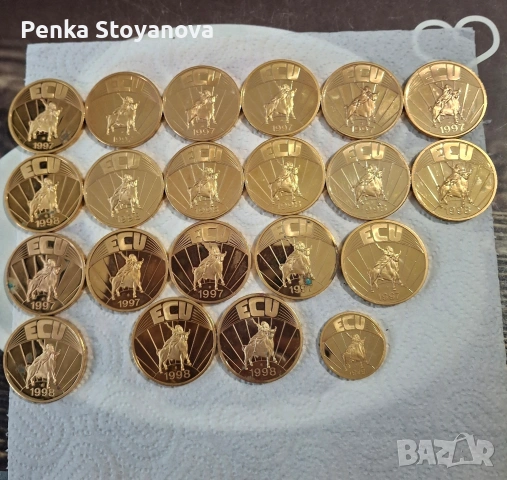 Монети Медали Ecu Europe, позлатени мед, UNZ, снимка 3 - Нумизматика и бонистика - 54024698