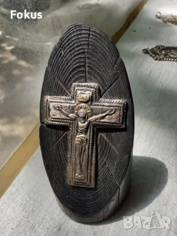 Възрожденски сребърен кръст с позлата на дърво, снимка 2 - Антикварни и старинни предмети - 36854645