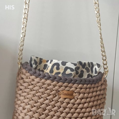 Дамска плетена луксозна чанта , ръчно изработена , кафява, снимка 5 - Чанти - 40479503