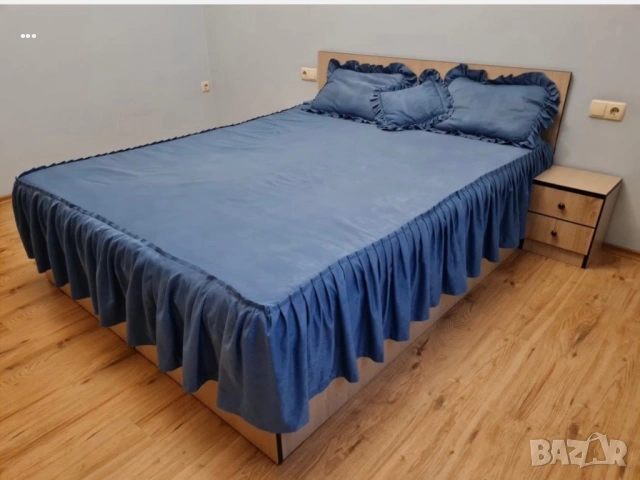 покривало за спалня 160/200 см. + 2 броя плътни завеси от същия плат, снимка 2 - Покривки за легло - 54109487