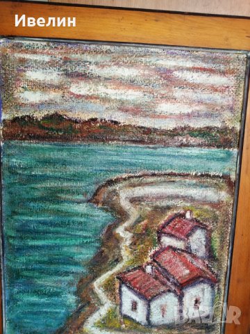 стара картина-селски пейзаж, снимка 3 - Картини - 30301638