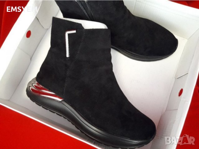 Боти Черен велур ARISE - размер 39 , снимка 5 - Дамски боти - 39615107