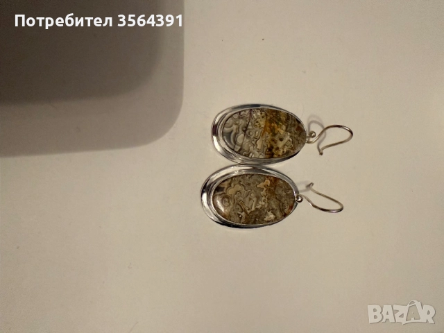 Сребърни обеци с ахат , снимка 3 - Обеци - 52748289