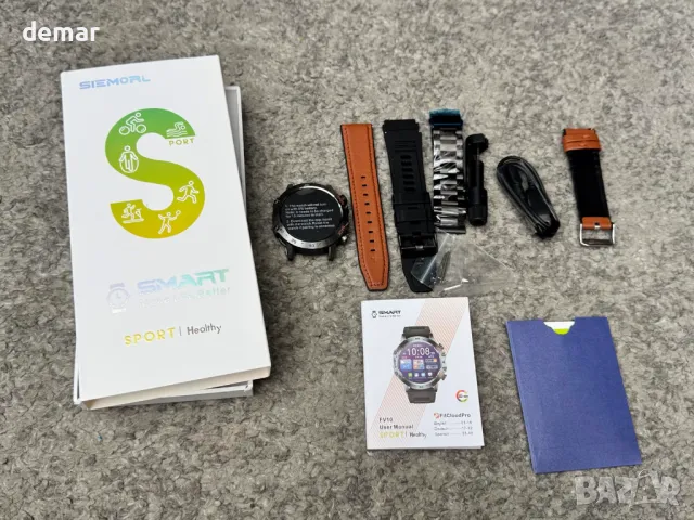 Смарт часовник SIEMORL за мъже, 1,45" HD AMOLED дисплей, приемане/осъществяване на повиквания, IP68, снимка 9 - Смарт часовници - 49710355