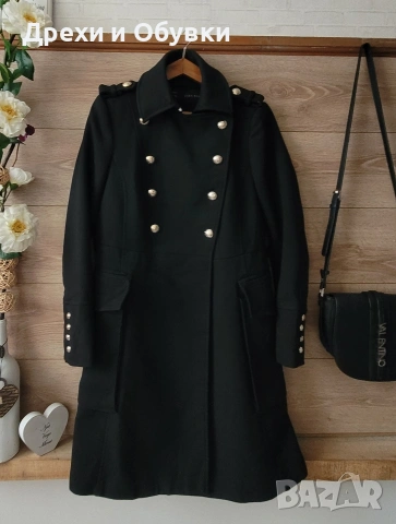 Черно палто Zara МИЛИТЪРИ златни копчета , снимка 5 - Палта, манта - 51795828