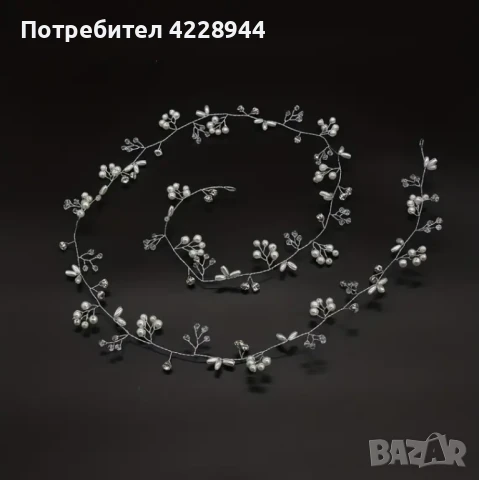 Сватбен булчински бален аксесоар за коса 2 размера, сребърен с перли, снимка 2 - Аксесоари за коса - 50778202