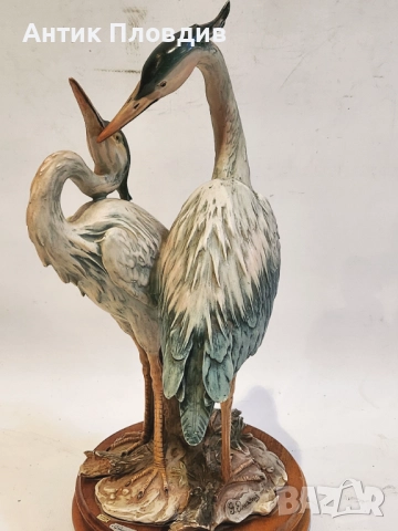 Композиция с чапли G. Armani, Италия, снимка 3 - Антикварни и старинни предмети - 52736692