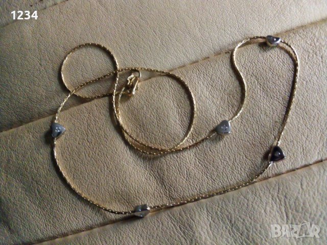  Златно колие със сърца , снимка 2 - Колиета, медальони, синджири - 36800428