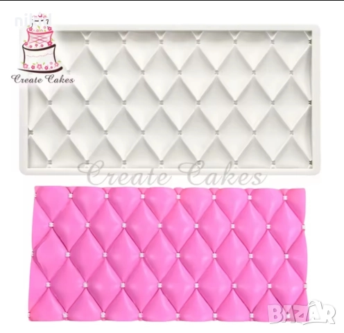 Едри ромбове геометрична мрежа решетка релеф силиконов молд кант борд фондан шоколад декор торта , снимка 3 - Форми - 51691765