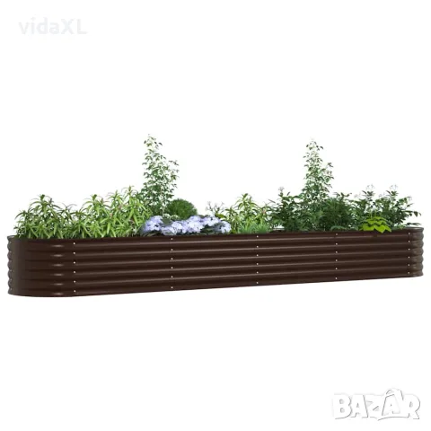 vidaXL Повдигнато легло Кафяво 400 x 80 x 44 cm Стомана, снимка 3 - Саксии и кашпи - 56147544