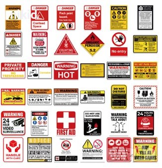 75 бр Внимание опасност предупредителни знаци табели стикери самозалепващи лепенки , снимка 3 - Други - 44358234