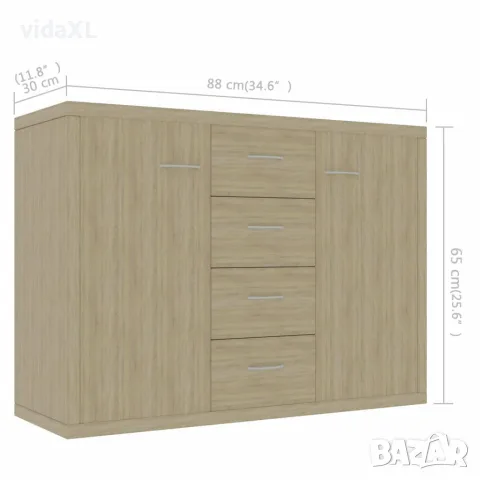 vidaXL Бюфет, дъб сонома, 88x30x65 см, инженерно дърво, снимка 6 - Бюфети - 56147749