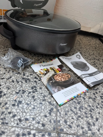 Многофункционална Електрическа Тенджера, Тиган, - Bestron AHP1800Z 1800W, 40cm Незалепващо Покритие, снимка 3 - Съдове за готвене - 52696164