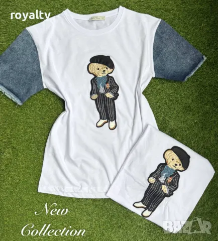 Памучна дамска тениска Bear