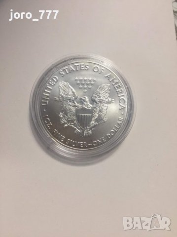 Колекционерска Сребърна монета American Eagle Wall Street Bets 1 oz 2021, снимка 2 - Нумизматика и бонистика - 38216151