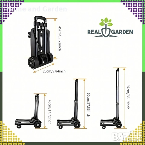 Сгъваема транспортна количка с телескопична дръжка + 2 въжета, снимка 5 - Други инструменти - 53947590