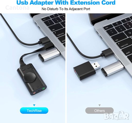 TechRise USB Stereo Sound Adapter - активен аудио адаптер USB към 3.5 мм. жак за слушалки и микрофон, снимка 4 - Други - 40418831