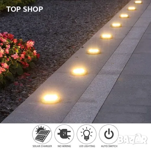 Torchtree соларни градински земни дискови лампи, IP65, 12 броя, снимка 7 - Соларни лампи - 49566503