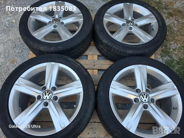 Лети джанти 17ки 5х112 VW + летни гуми 235/45/17, снимка 2 - Гуми и джанти - 55847272