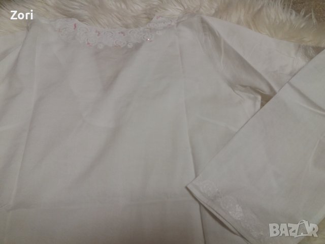 УНИКАЛНО КРАСИВА бяла риза с V-образно деколте с пайети и синци в бохо стил, снимка 7 - Ризи - 38778346