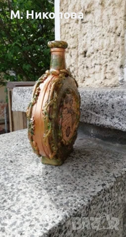 Винтидж ръчно декорирана бутилка , снимка 3 - Други - 50584260