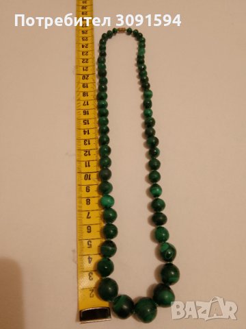 ОГЪРЛИЦА ОТ ЕСТЕСТВЕН ПОЛУСКЪПОЦЕН КАМЪК малахит, снимка 5 - Антикварни и старинни предмети - 42183210