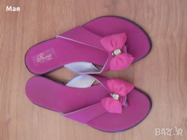 Дамски кокетни цикламени чехли с панделка, № 38, Цена : 15 лв., снимка 1