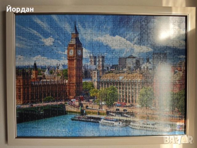​Картина от пъзел 500 ч. - Лондон (Биг Бен) в бяла рамка със стъкло