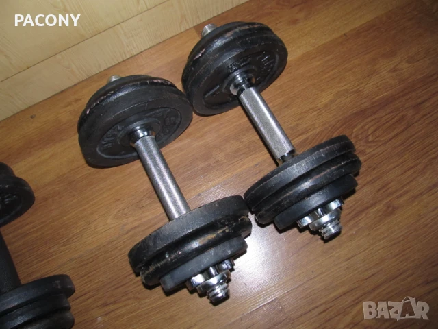 ЯКИ Дъмбели- 2 комплекта с гаечно затягане 2х14 и 2х11кг, снимка 3 - Фитнес уреди - 51146922