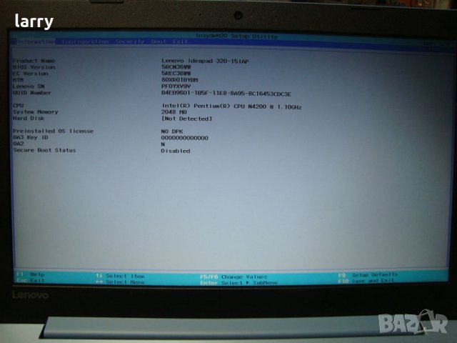 Лаптоп Lenovo IdeaPad 320 Intel Pentium N4200 4GB DDR3L 15.6'' (втора употреба), снимка 4 - Лаптопи за дома - 40108218