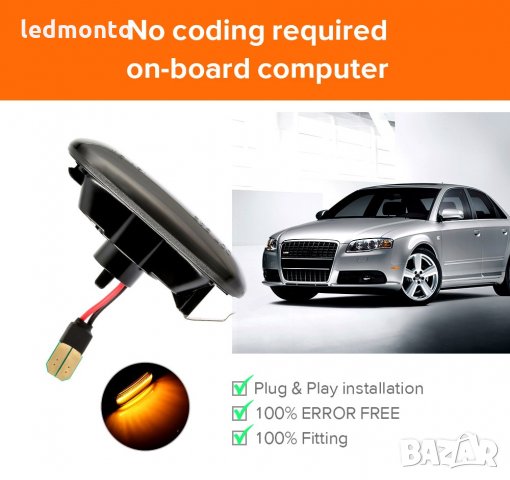 Бягащи лед мигачи ауди динамичен за калници Audi A3 S3 8P A4 S4 RS4 B6 B7 B8 A6 S6, снимка 2 - Аксесоари и консумативи - 31536802