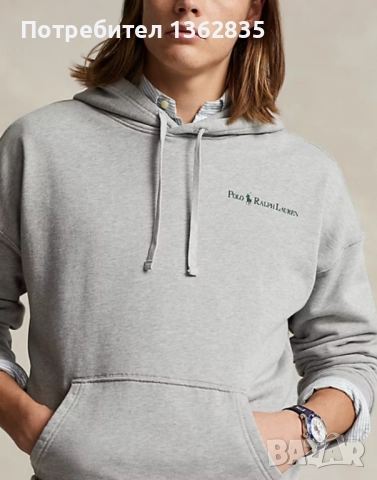 НОВ оригинален сив памучен суичър POLO RALPH LAUREN размер L от САЩ, снимка 3 - Суичъри - 51854016