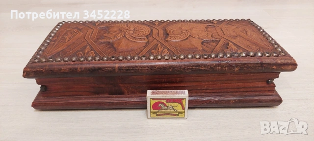 Кутия дървена винтидж капак облечен с кожа за ценители , снимка 7 - Декорация за дома - 54240133
