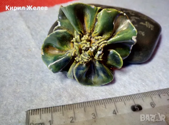 СТАРА ФЛОРАЛНА РЕТРО БРОШКА АРТ КЕРАМИКА РЪЧНА ХУДОЖЕСТВЕНА ИЗРАБОТКА на СБХ Маркирана 40786, снимка 6 - Антикварни и старинни предмети - 48829983