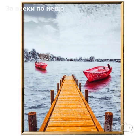 Картина Кей с лодки с рамка, 60*80 см Код P1315, снимка 2 - Картини - 51950757