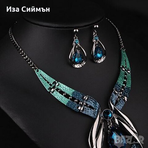 Стилно колие и обици - комплект, снимка 4 - Бижутерийни комплекти - 34520722