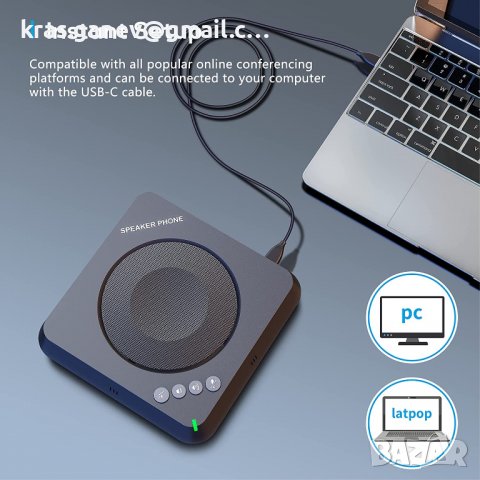 AIRHUG USB високоговорител микрофон - USB конферентен високоговорител - преносим за домашен офис, снимка 2 - Микрофони - 40063518