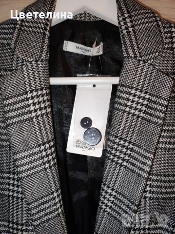 Дамско вталено карирано сако на Mango размер XS цена 80 лв. + подарък спирала KYLIE 5 мл., снимка 6 - Сака - 42682719
