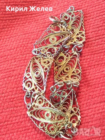 СТАРИННА ПОЗЛАТЕНА ФИЛИГРАННА СРЕБЪРНА ГРИВНА СРЕБРО 925 РЪЧНА МАЙСТОРСКА ФИНА РЕТРО ИЗРАБОТКА 47942, снимка 15 - Антикварни и старинни предмети - 48467795