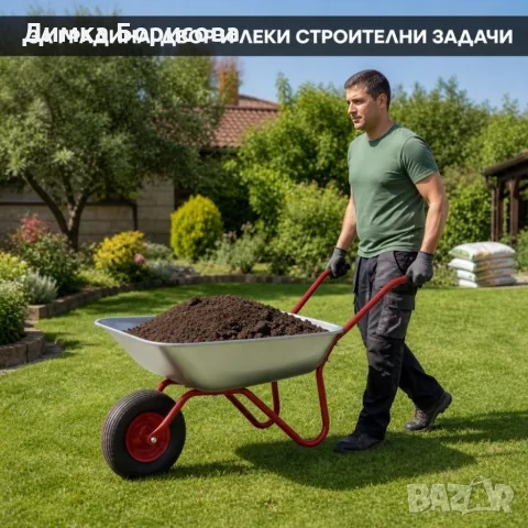 🌿🛠️ ПОЦИНКОВАНА ГРАДИНСКА КОЛИЧКА – 80/120 L 🛠️🌿, снимка 8 - Градински инструменти - 55827151