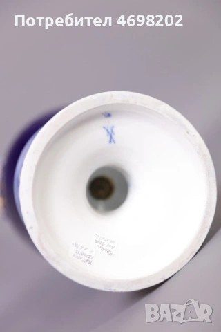 Прекрасна Майсен Meissen ваза кобалт и злато перфектна, снимка 6 - Вази - 53936084