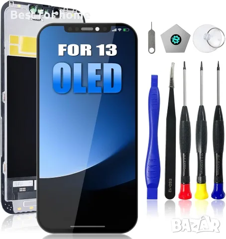 Dinow OLED дисплей за iPhone 13, 6,1-инчов резервен сензорен екран, LCD дисплей с дигитайзер