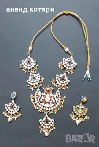 Индийски традиционни бижута колие и обеци- 1-Р, снимка 2 - Бижутерийни комплекти - 42136945