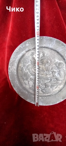 масивна Стара гравирана чиния от цам, снимка 4 - Антикварни и старинни предмети - 52587078