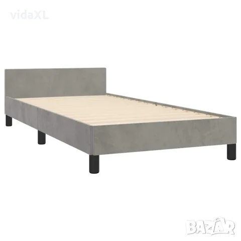 vidaXL Рамка за легло без матрак, светлосива, 100x200 см, кадифе, снимка 4 - Спални и легла - 56147171