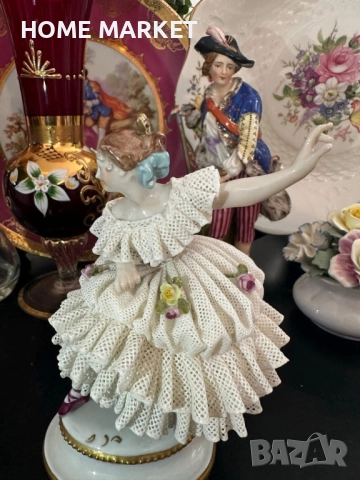 Volkstedt Фолкщед Germany  Curca 1945 (Älteste Volkstedter Porzellanmanufaktur) Dresden Lace , снимка 11 - Антикварни и старинни предмети - 52939076